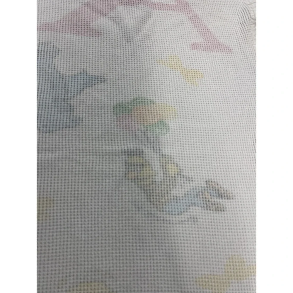 Vtg Sesame Street Baby Blanket Thermal Waffle Satin Trim Muppets Big Bird ABCs